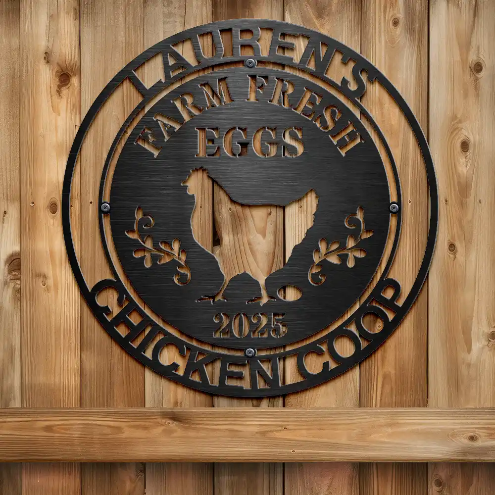 Chicken Coop Farm House Farm Fresh Eggs - Personalized Cutout Metal Sign - Image 2