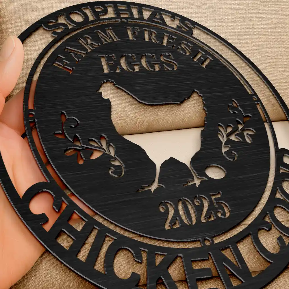 Chicken Coop Farm House Farm Fresh Eggs - Personalized Cutout Metal Sign - Image 3