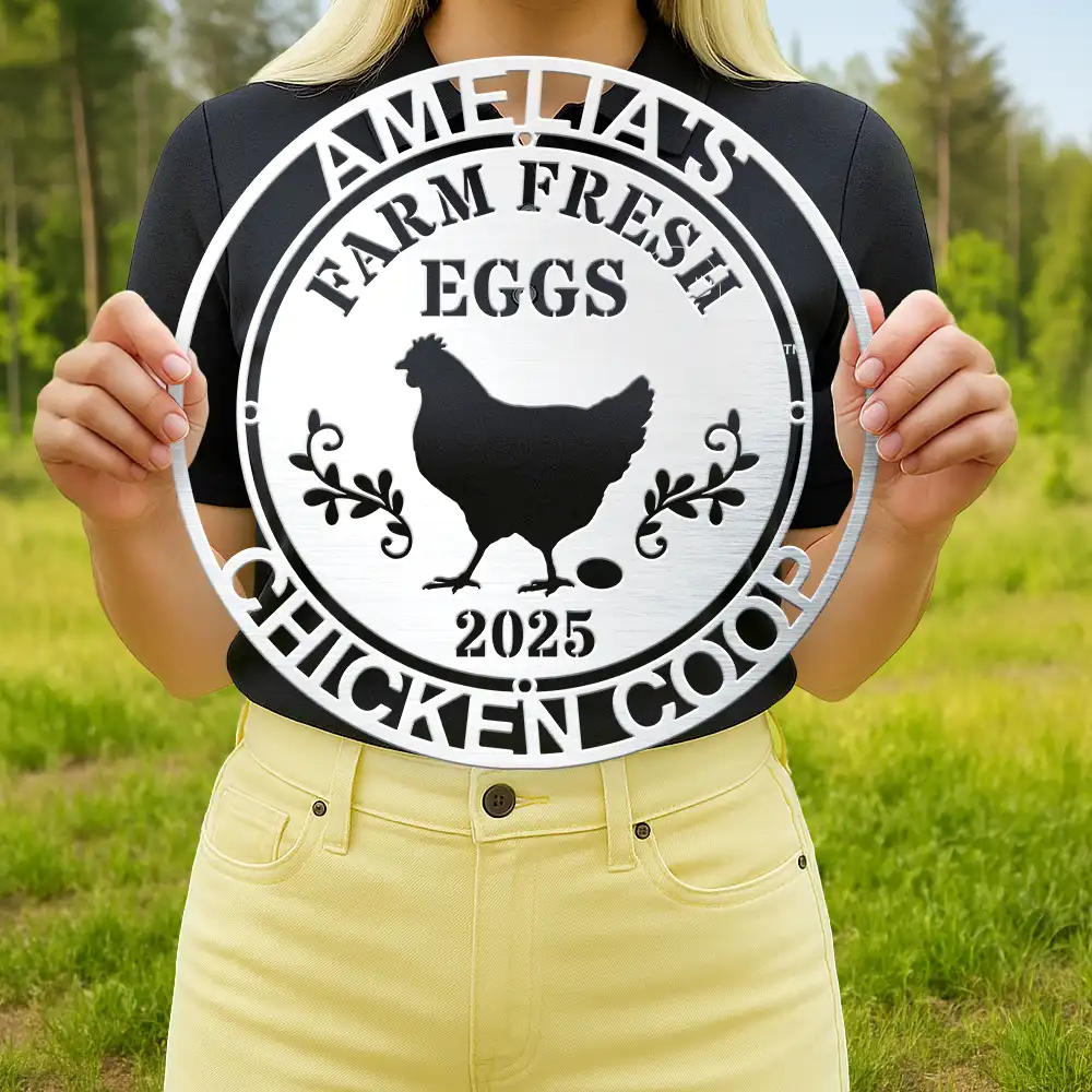 Chicken Coop Farm House Farm Fresh Eggs - Personalized Cutout Metal Sign - Image 4