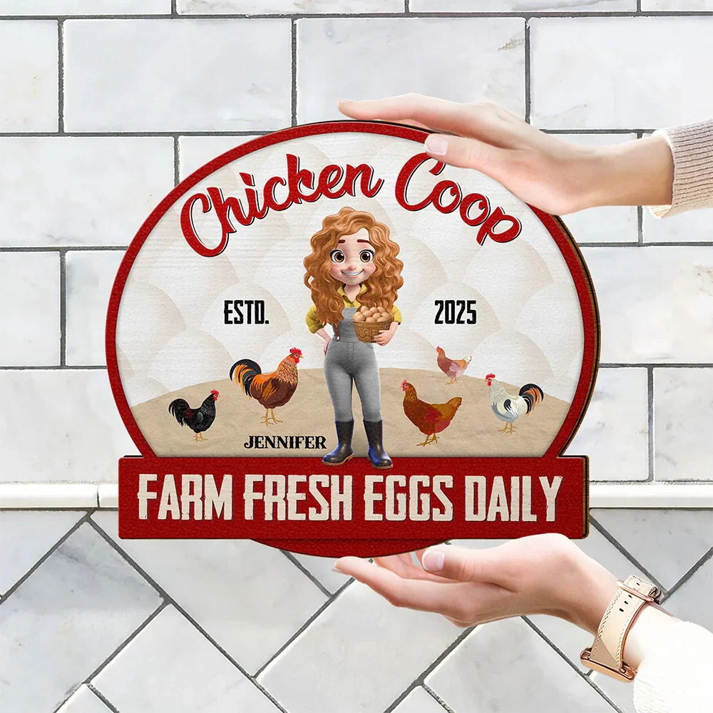 Chicken Coop Pampered Chickens Live Here - Personalized Custom Shaped Wood Sign - Image 4