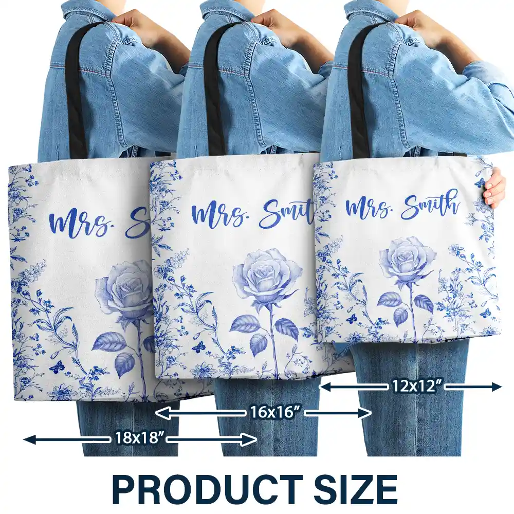 Chinoiserie Toile Art With Birth Month Flower - Personalized Tote Bag - Image 4
