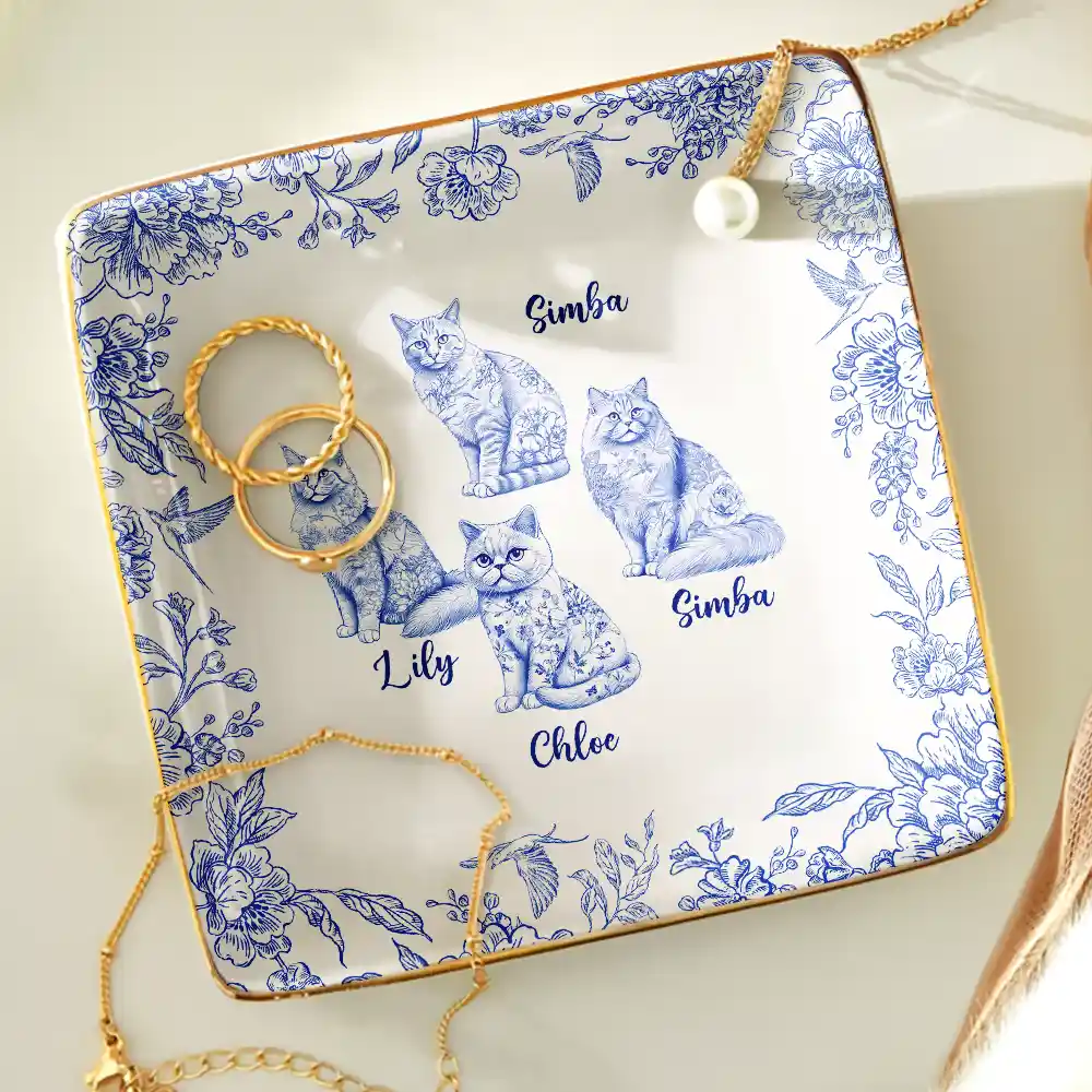 Chinoiserie Toile Cat - Personalized Ring Dish - Image 4