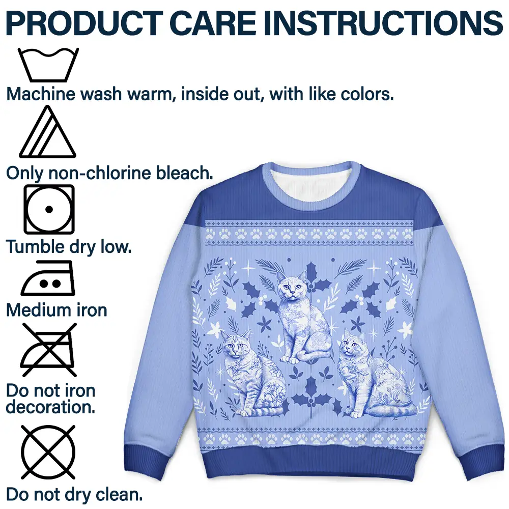 Chinoiserie Toile De Jouy Cat - Personalized Unisex Ugly Sweater - Image 7