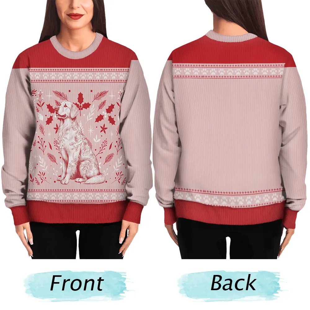 Chinoiserie Toile De Jouy Dog - Personalized Unisex Ugly Sweater - Image 4