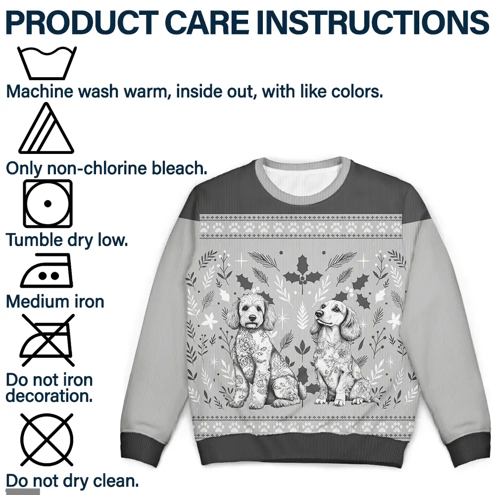 Chinoiserie Toile De Jouy Dog - Personalized Unisex Ugly Sweater - Image 6