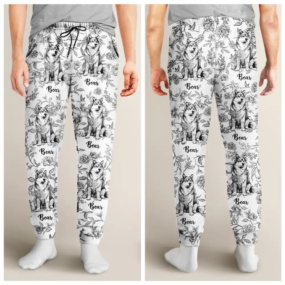 Chinoiserie Toile Dog Cat - Personalized Pajama Pants - Image 4