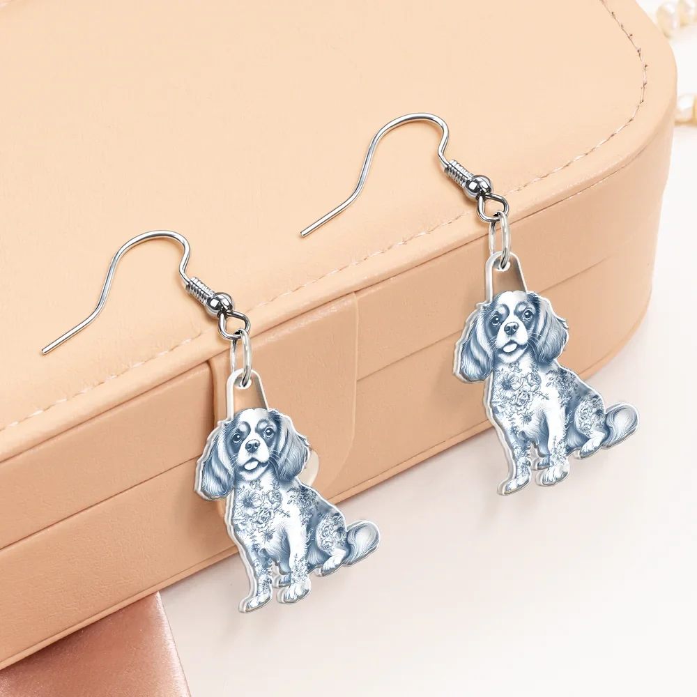 Chinoiserie Toile Dog Mom Cat Mom Cutout - Personalized Acrylic Earrings - Image 4
