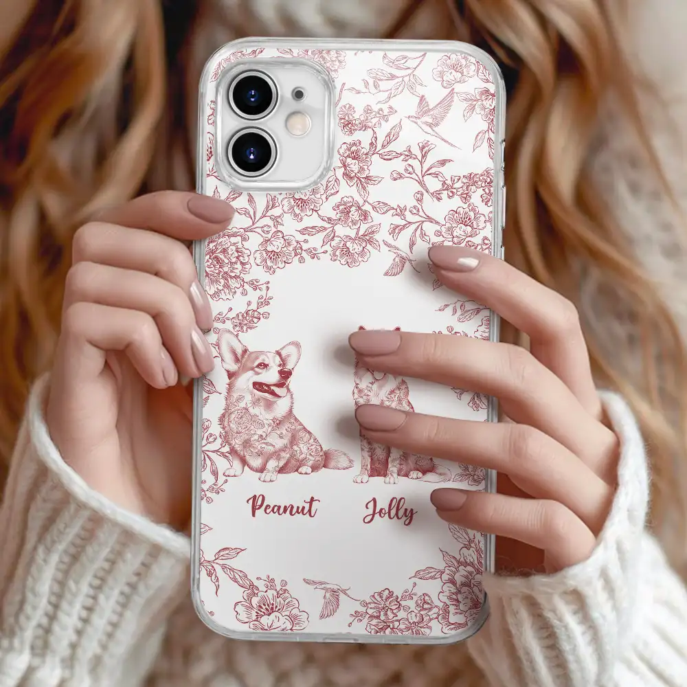 Chinoiserie Toile Dog - Personalized Clear Phone Case - Image 2