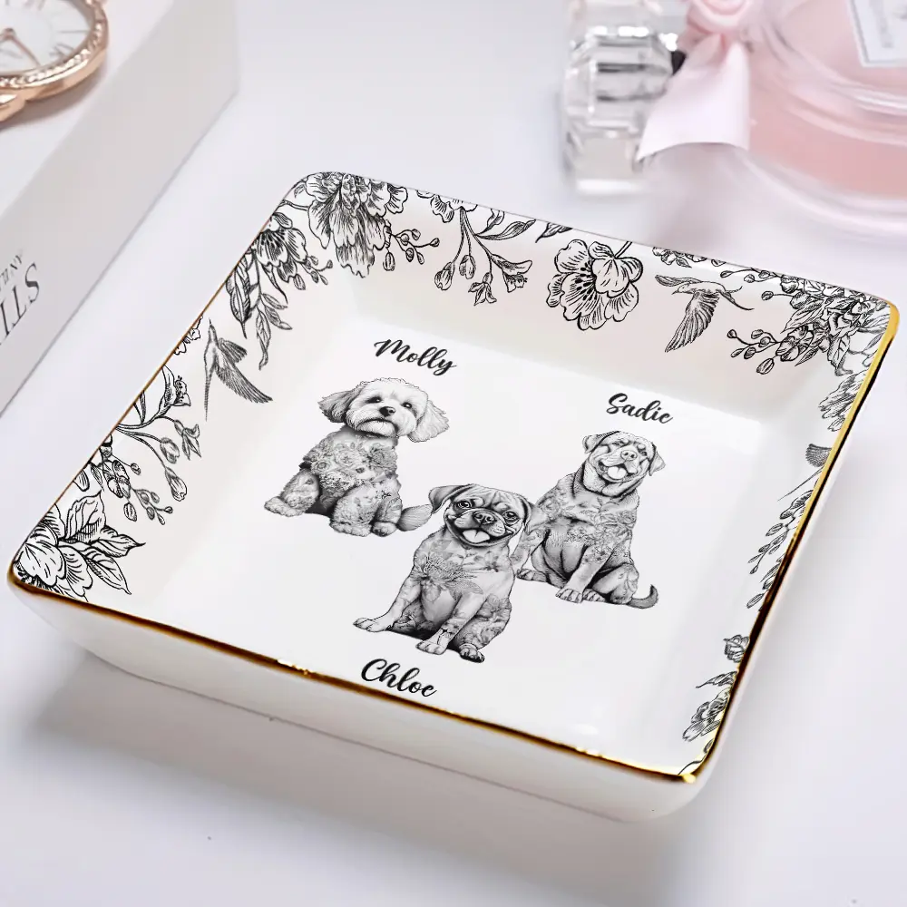 Chinoiserie Toile Dog - Personalized Ring Dish - Image 2