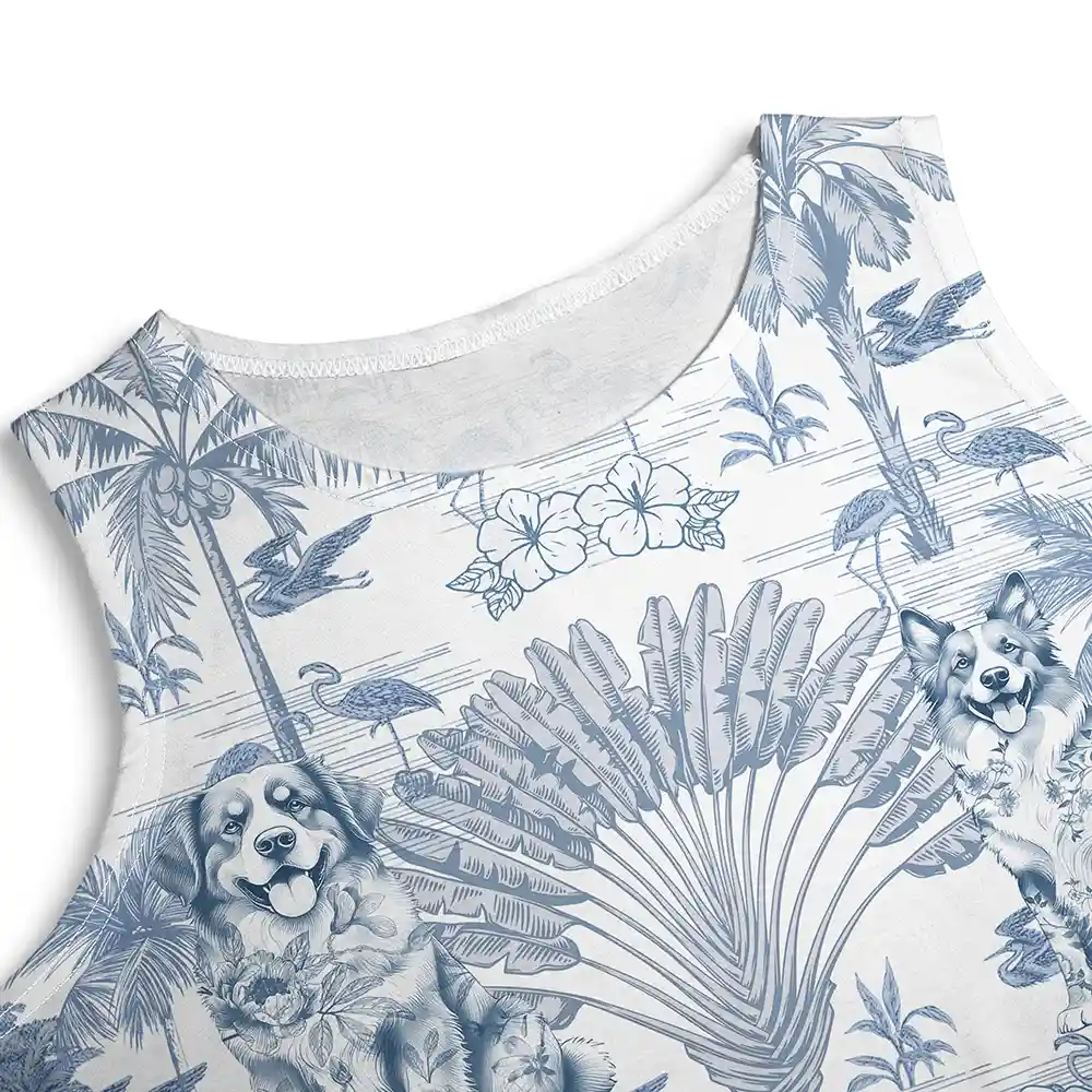 Chinoiserie Toile Dog Tropical Pattern - Personalized Sleeveless Tank Dress - Image 4