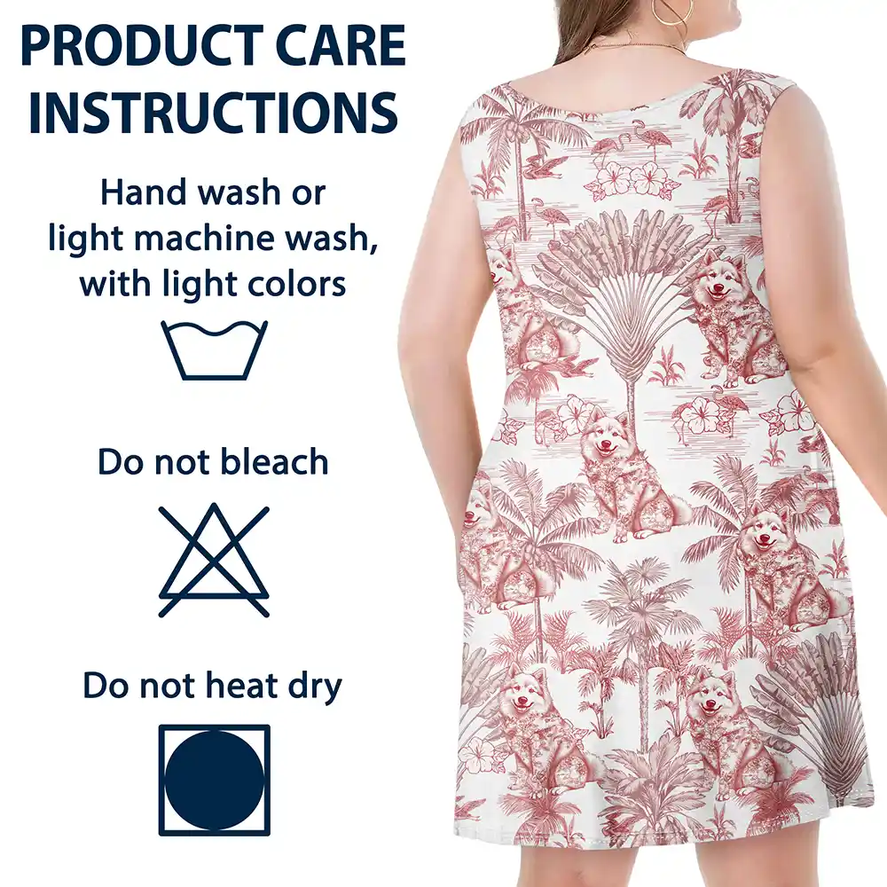 Chinoiserie Toile Dog Tropical Pattern - Personalized Sleeveless Tank Dress - Image 5