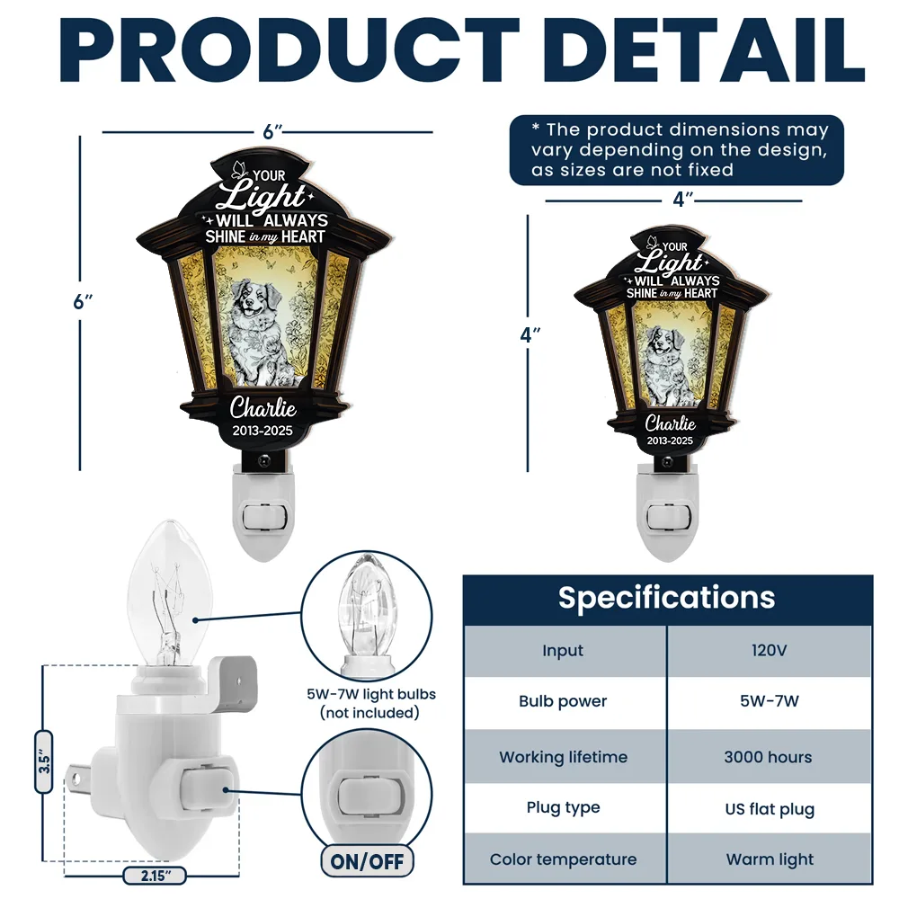 Chinoiserie Toile Dog Your Light Will Always Shine - Personalized Plug-in Night Light - Image 6