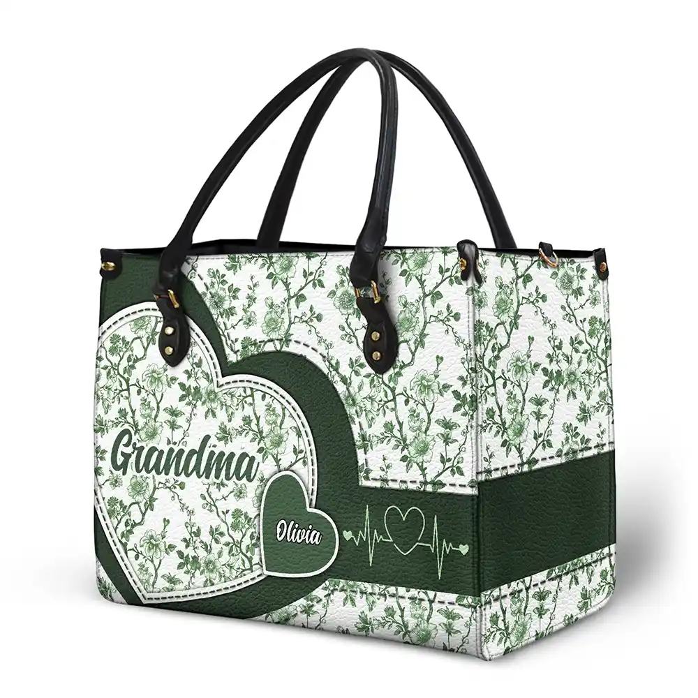 Chinoiserie Toile Grandma Mom - Personalized Leather Bag - Image 2