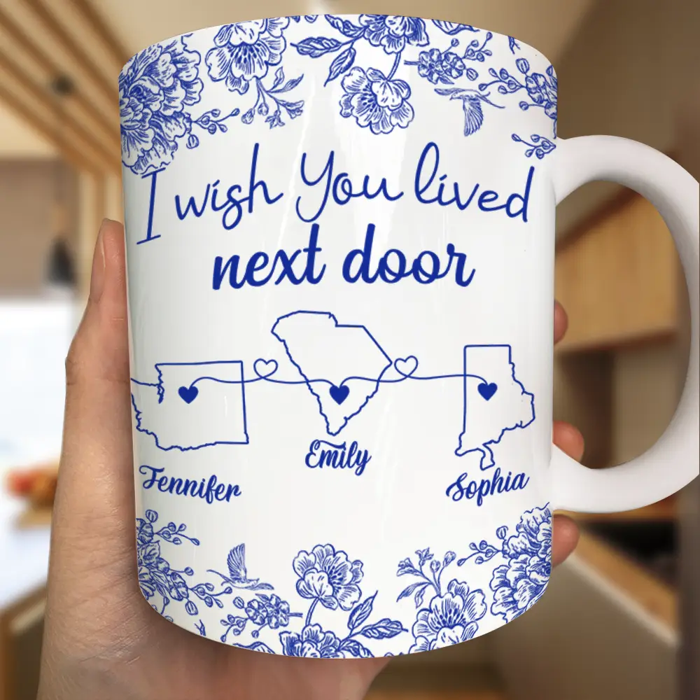 Chinoiserie Toile I Wish We Lived Closer - Personalized Mug - Image 3