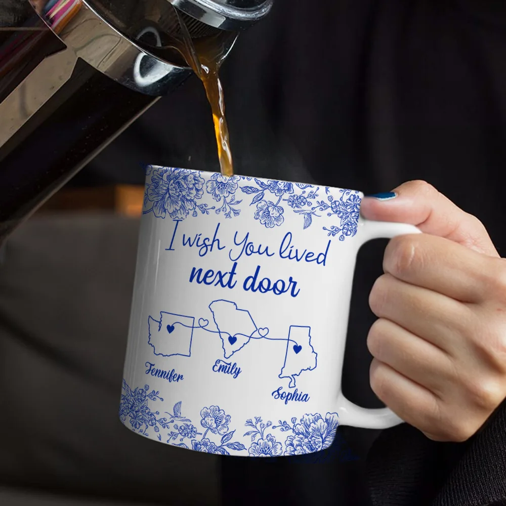 Chinoiserie Toile I Wish We Lived Closer - Personalized Mug - Image 5