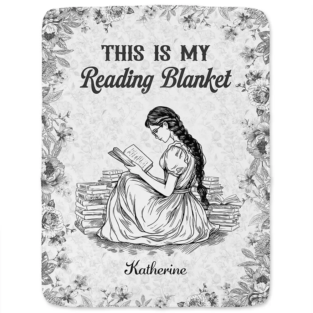Chinoiserie Toile This Is My Reading Blanket - Personalized Fleece Blanket, Sherpa Blanket - Image 2