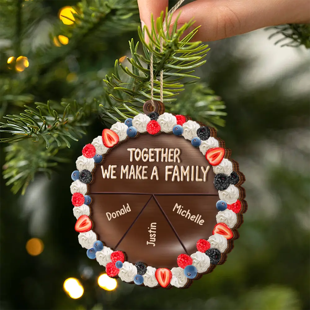 Chocolate Cake Family Custom Names - Personalized 2-Layered Wooden Ornament - Image 2