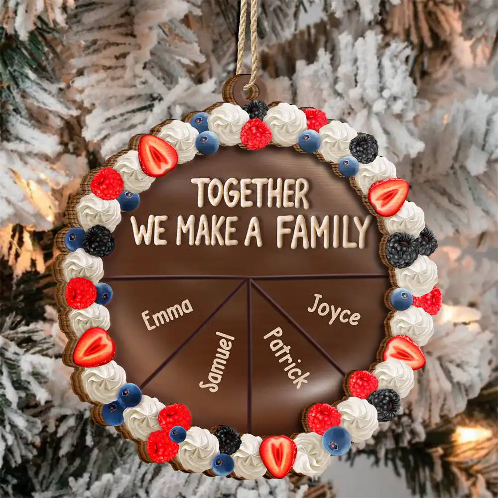 Chocolate Cake Family Custom Names - Personalized 2-Layered Wooden Ornament - Image 3