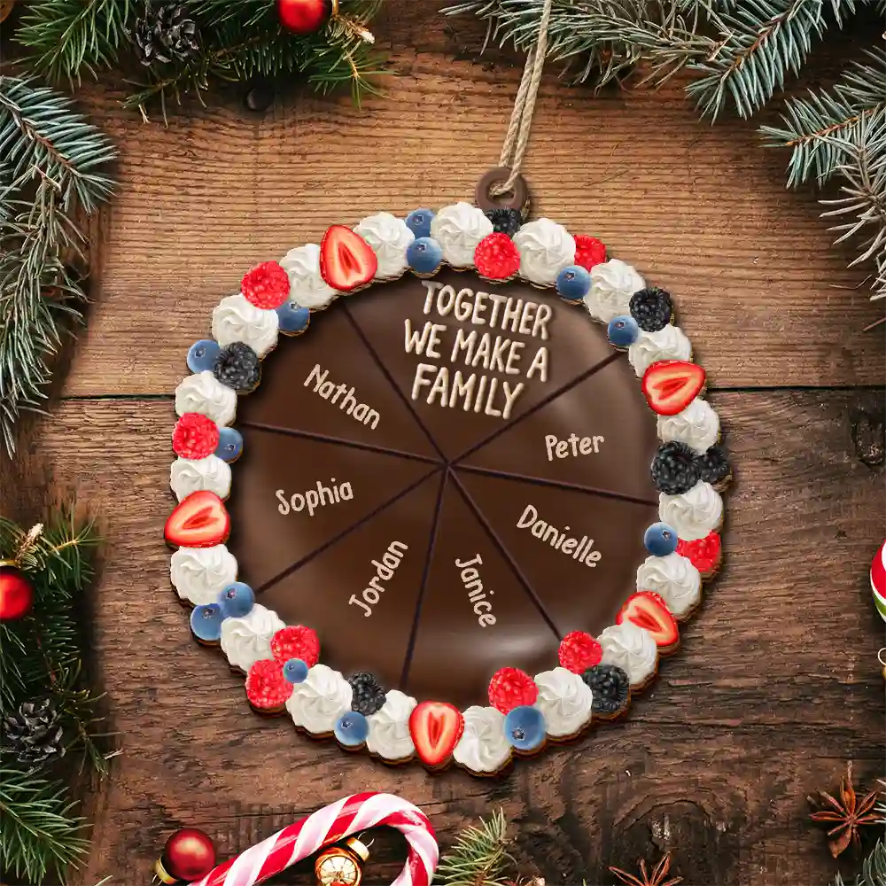Chocolate Cake Family Custom Names - Personalized 2-Layered Wooden Ornament - Image 4