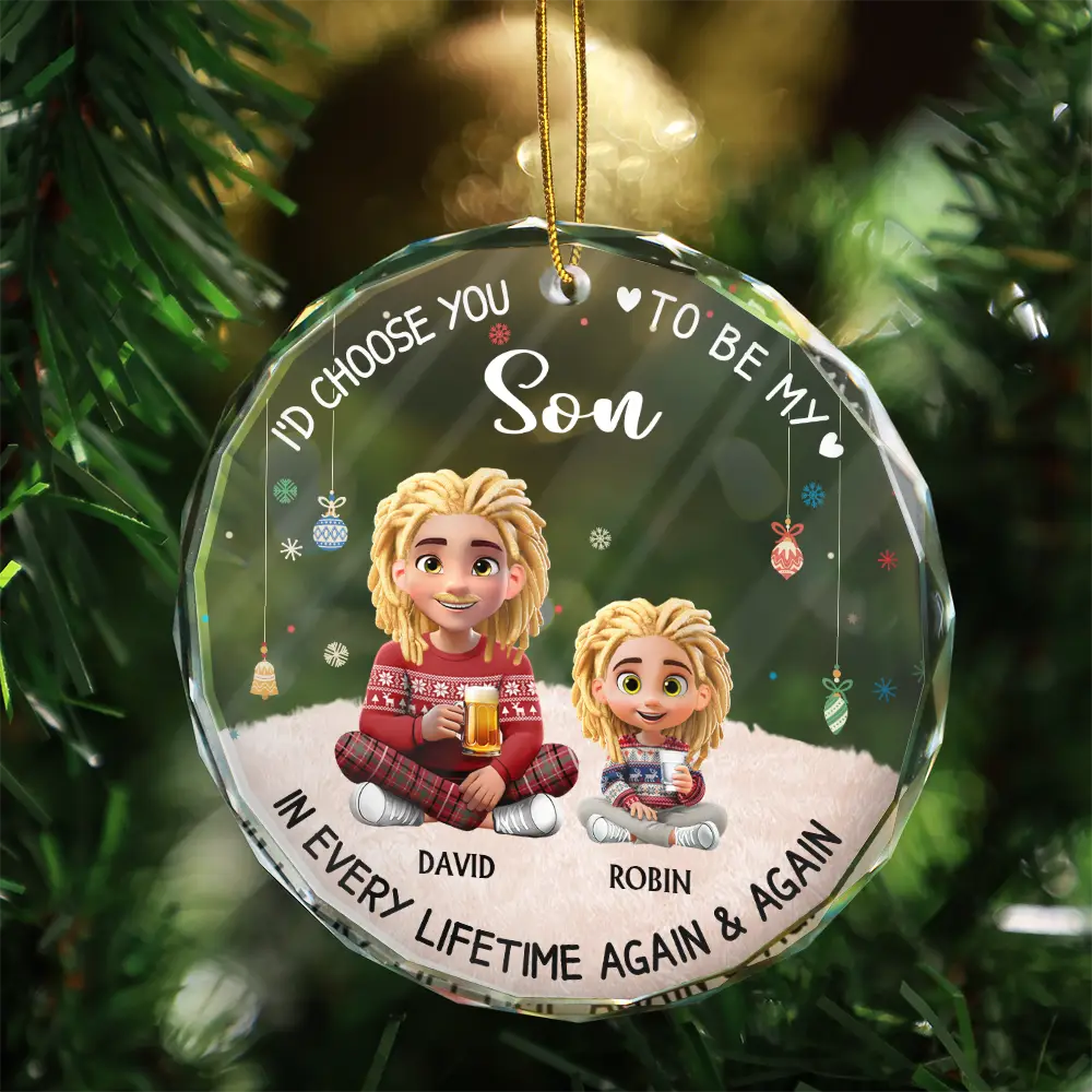 Choose You To Be My Daughter - Personalized Circle Glass Ornament - Image 3