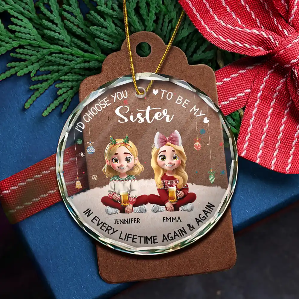 Choose You To Be My Daughter - Personalized Circle Glass Ornament - Image 5