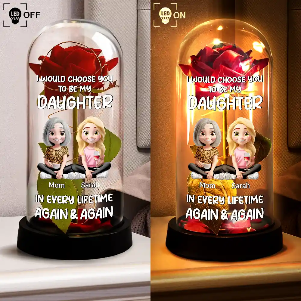 Choose You To Be My Daughter - Personalized Everlasting Rose Dome Lamp - Image 4