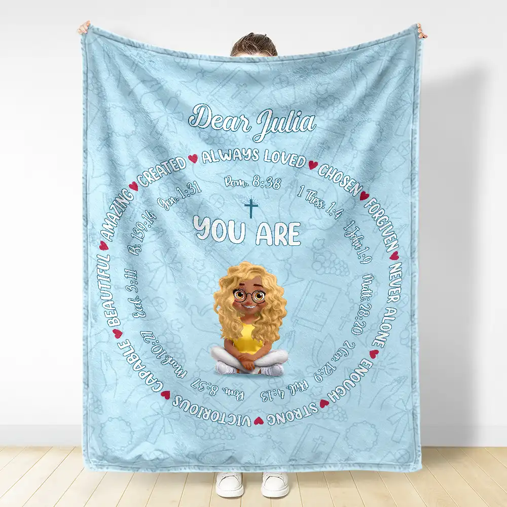 Christian Affirmation Bible Verse - Personalized Fleece Blanket, Sherpa Blanket - Image 3
