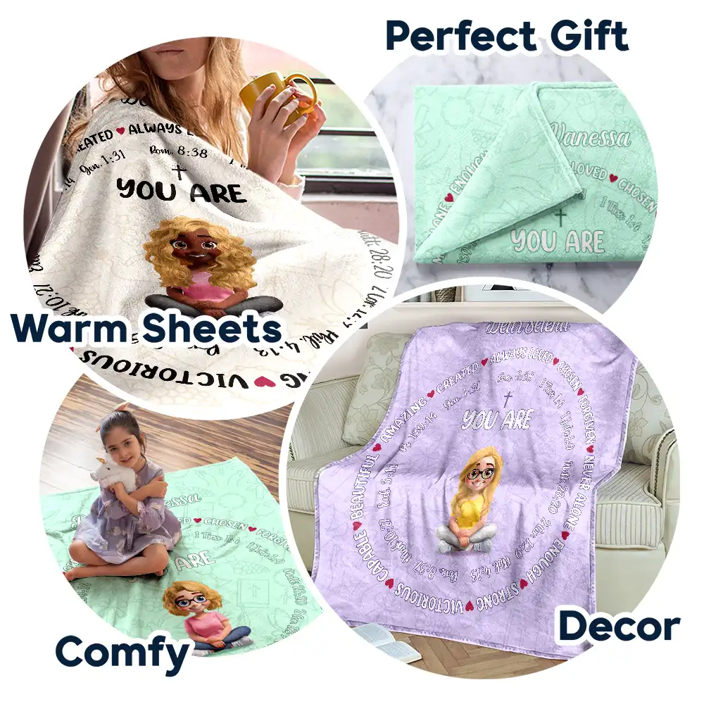 Christian Affirmation Bible Verse - Personalized Fleece Blanket, Sherpa Blanket - Image 7