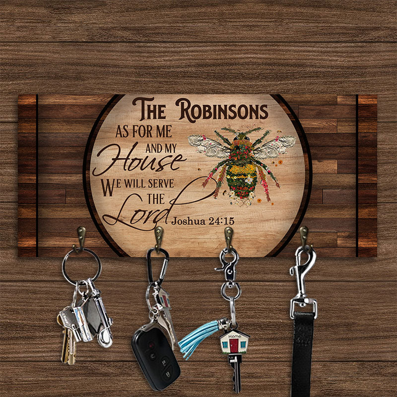 Christian We Will Serve The Lord Personalized Custom Wood Key Holder - Image 4