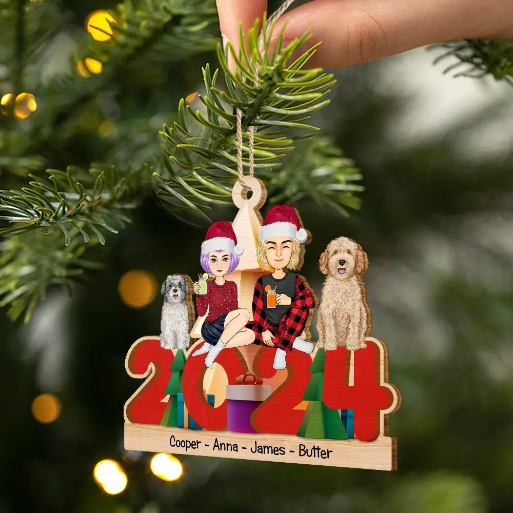 Christmas 2024 All Family - Personalized Wooden Cutout Ornament - Image 2