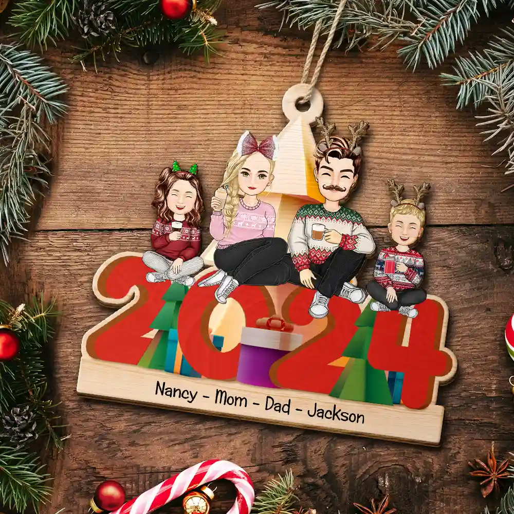 Christmas 2024 All Family - Personalized Wooden Cutout Ornament - Image 5