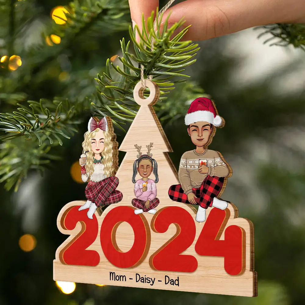Christmas 2024 Family - Personalized Wooden Cutout Ornament - Image 2