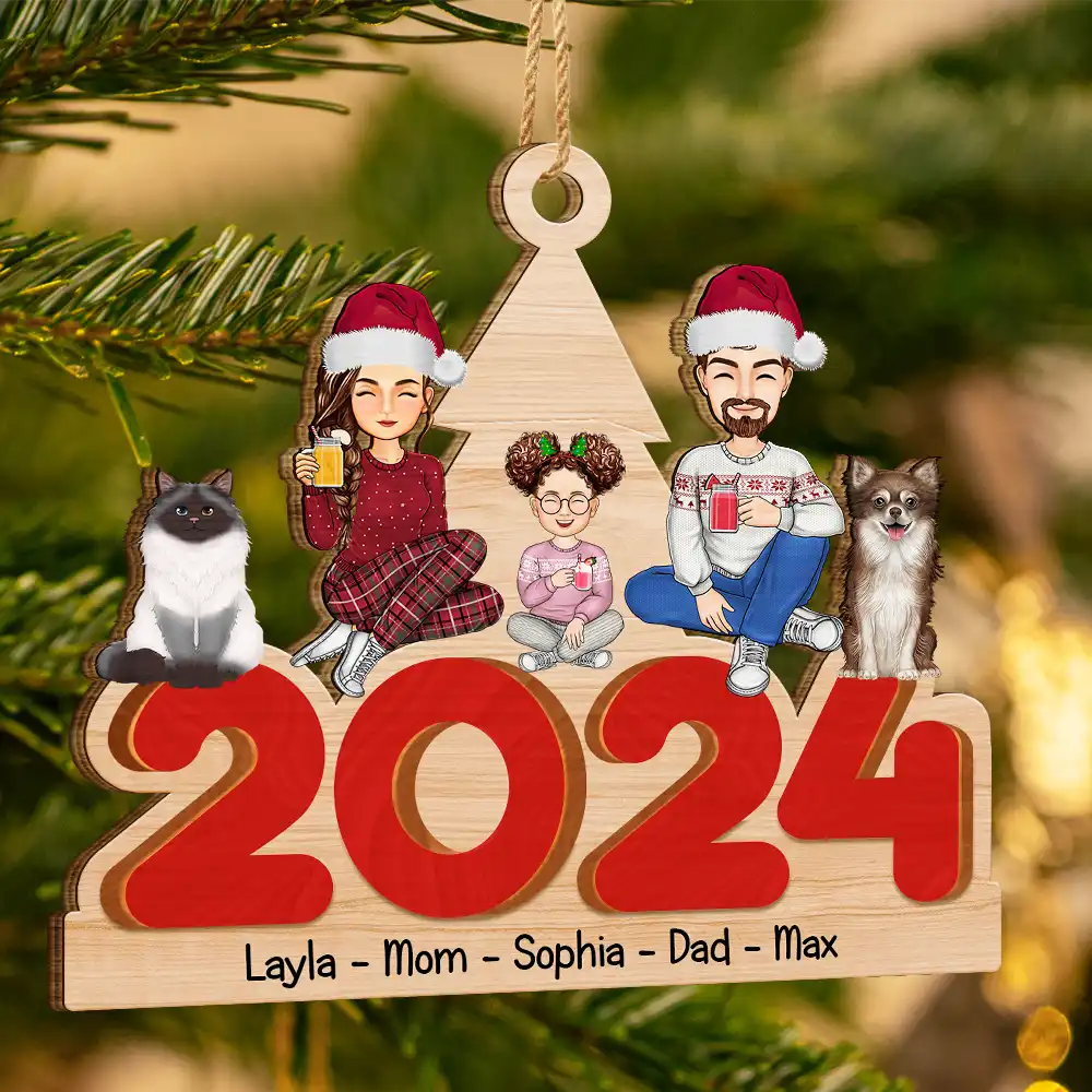 Christmas 2024 Family - Personalized Wooden Cutout Ornament - Image 3