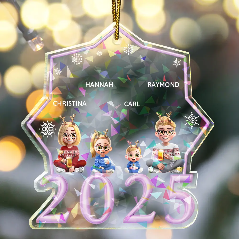 Christmas 3D Effect Bestie Family Siblings - Personalized Holographic Acrylic Ornament - Image 3