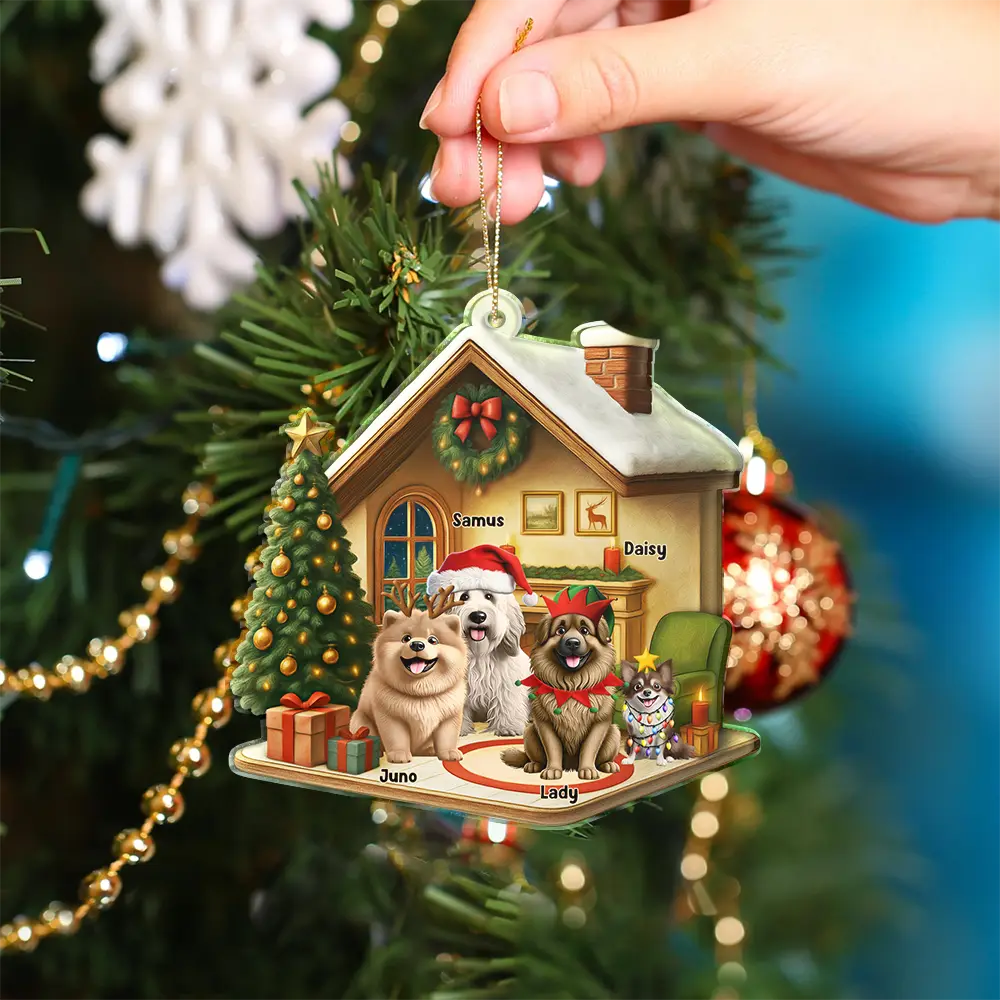 Christmas 3D Effect Dog Cat - Personalized Custom Shaped Acrylic Ornament - Image 4