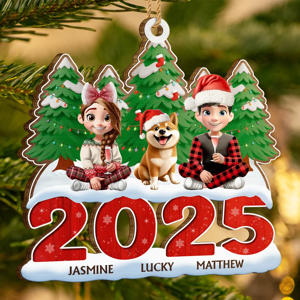 Christmas 3D Family A Whole Lot Of Love - Personalized Custom Shaped Wooden Ornament - Image 3