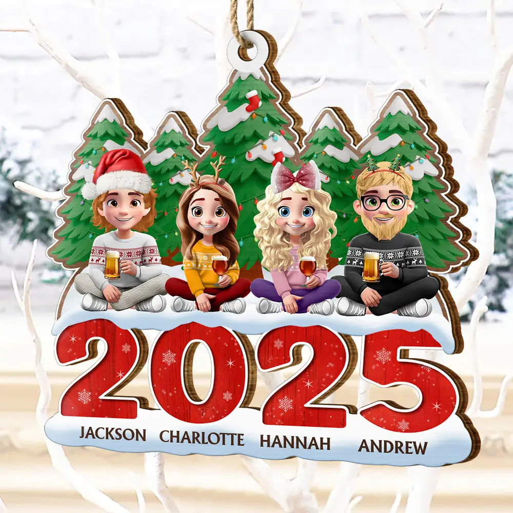 Christmas 3D Family A Whole Lot Of Love - Personalized Custom Shaped Wooden Ornament - Image 4