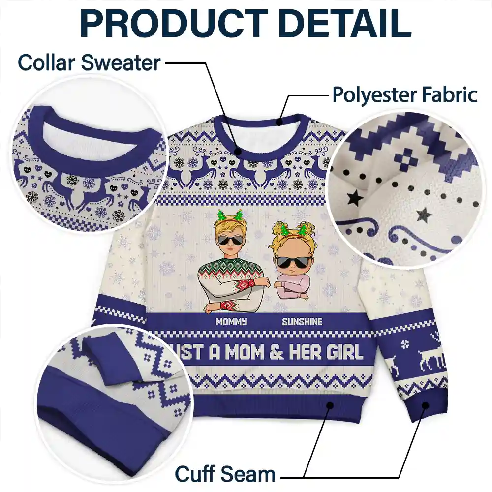 Christmas A Dad & His Girl - Personalized Unisex Ugly Sweater - Image 6