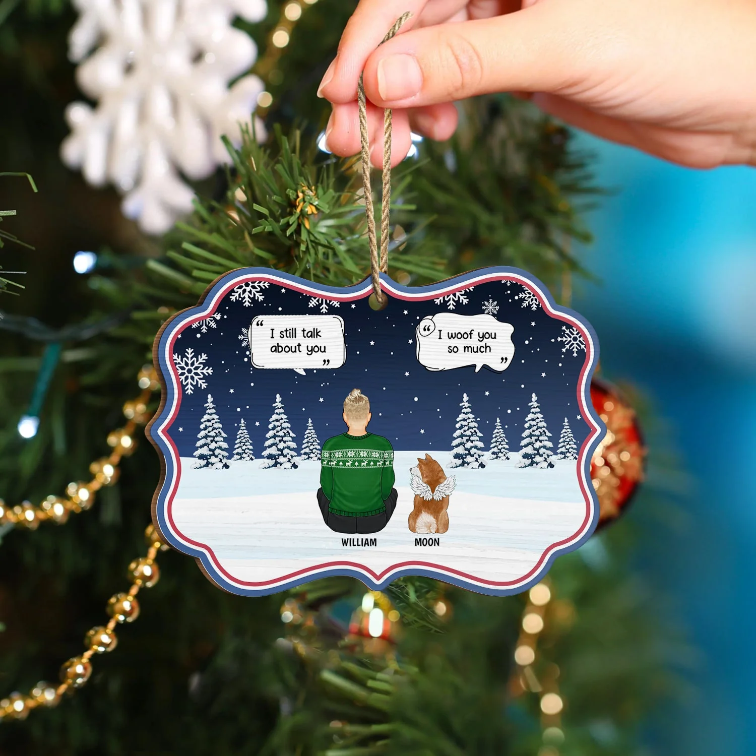 Christmas A Letter From Heaven - Pet Memorial - Personalized Wooden Card With Pop Out Medallion Ornament - Image 2