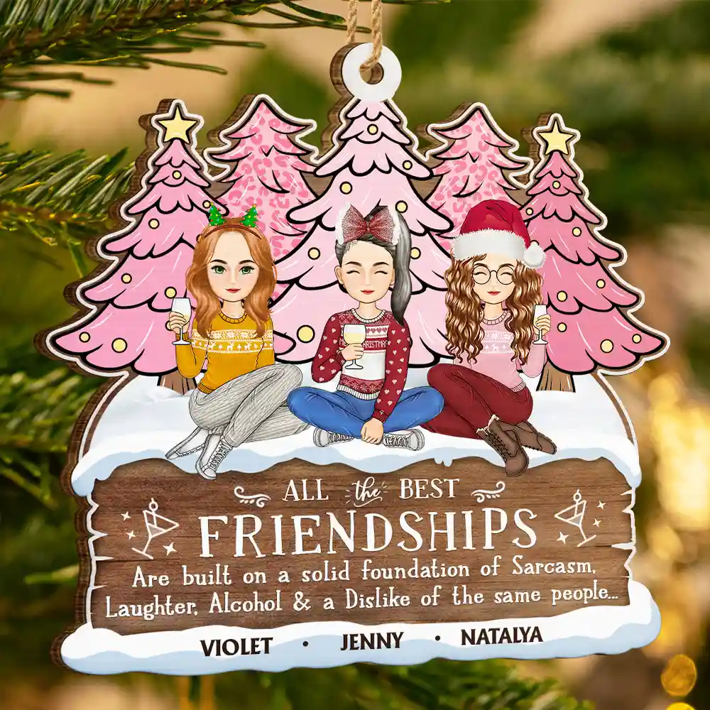 Christmas All The Best Friendship - Personalized Custom Shaped Wooden Ornament - Image 3