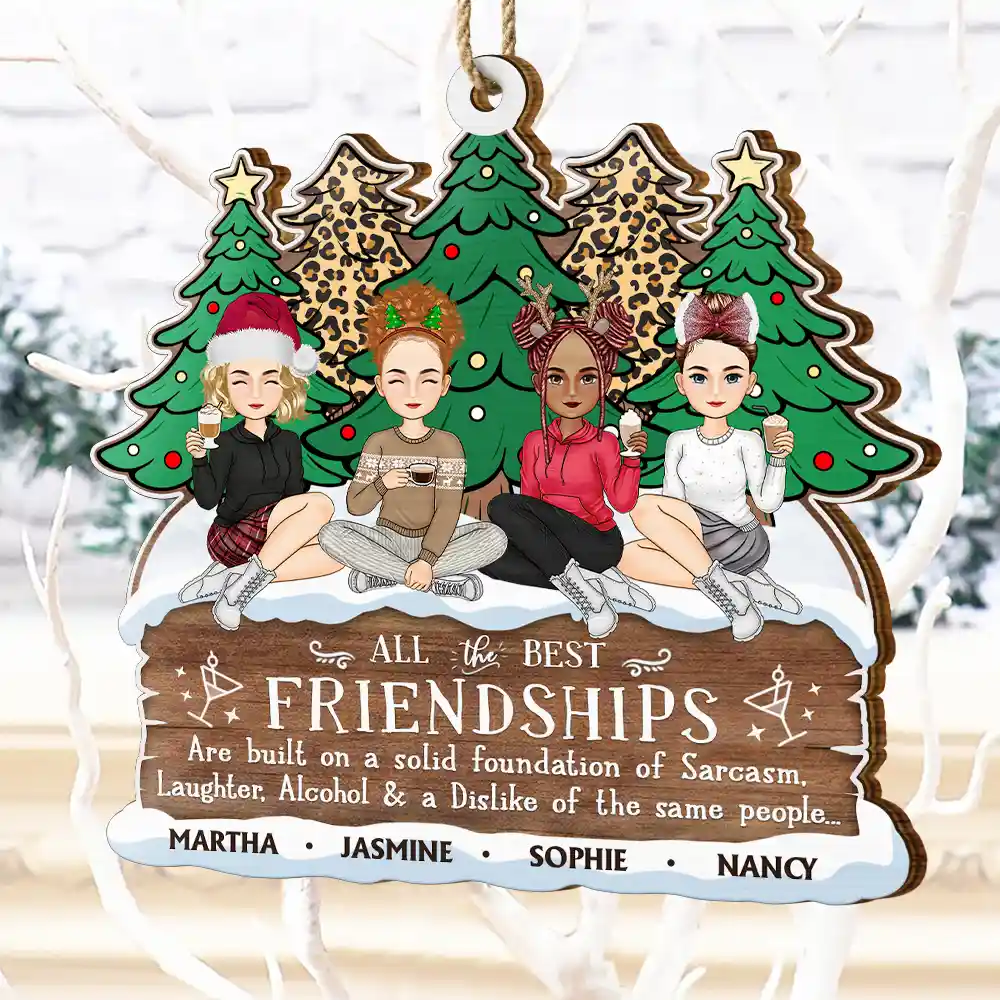 Christmas All The Best Friendship - Personalized Custom Shaped Wooden Ornament - Image 4