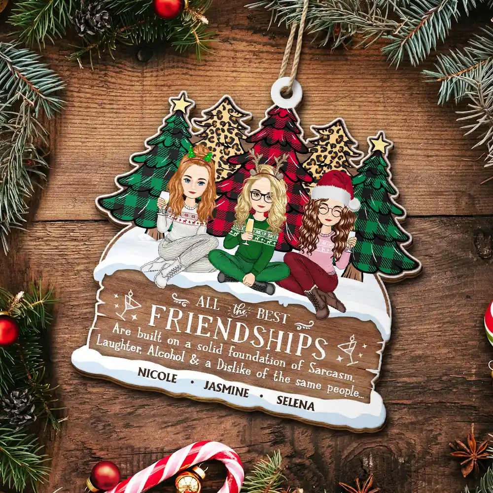 Christmas All The Best Friendship - Personalized Custom Shaped Wooden Ornament - Image 5