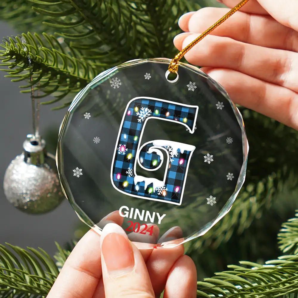 Christmas Alphabet For Family Members - Personalized Circle Glass Ornament - Image 2