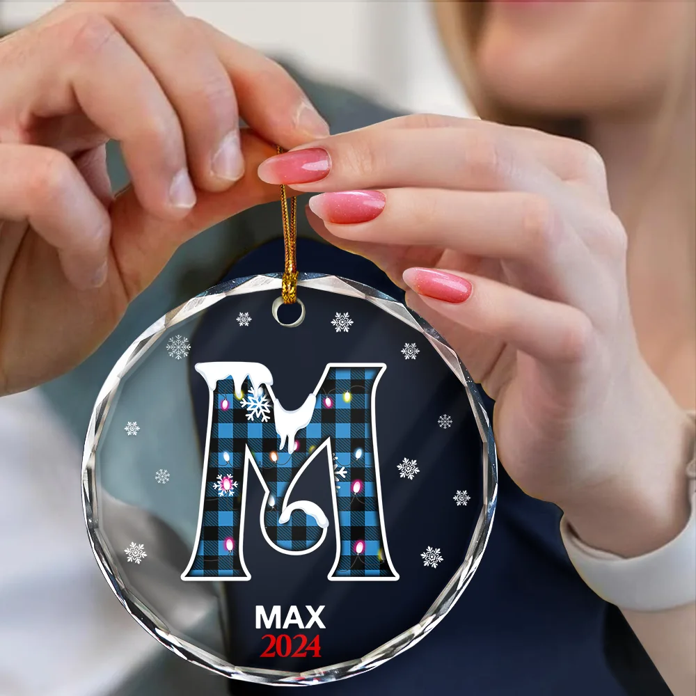 Christmas Alphabet For Family Members - Personalized Circle Glass Ornament - Image 4