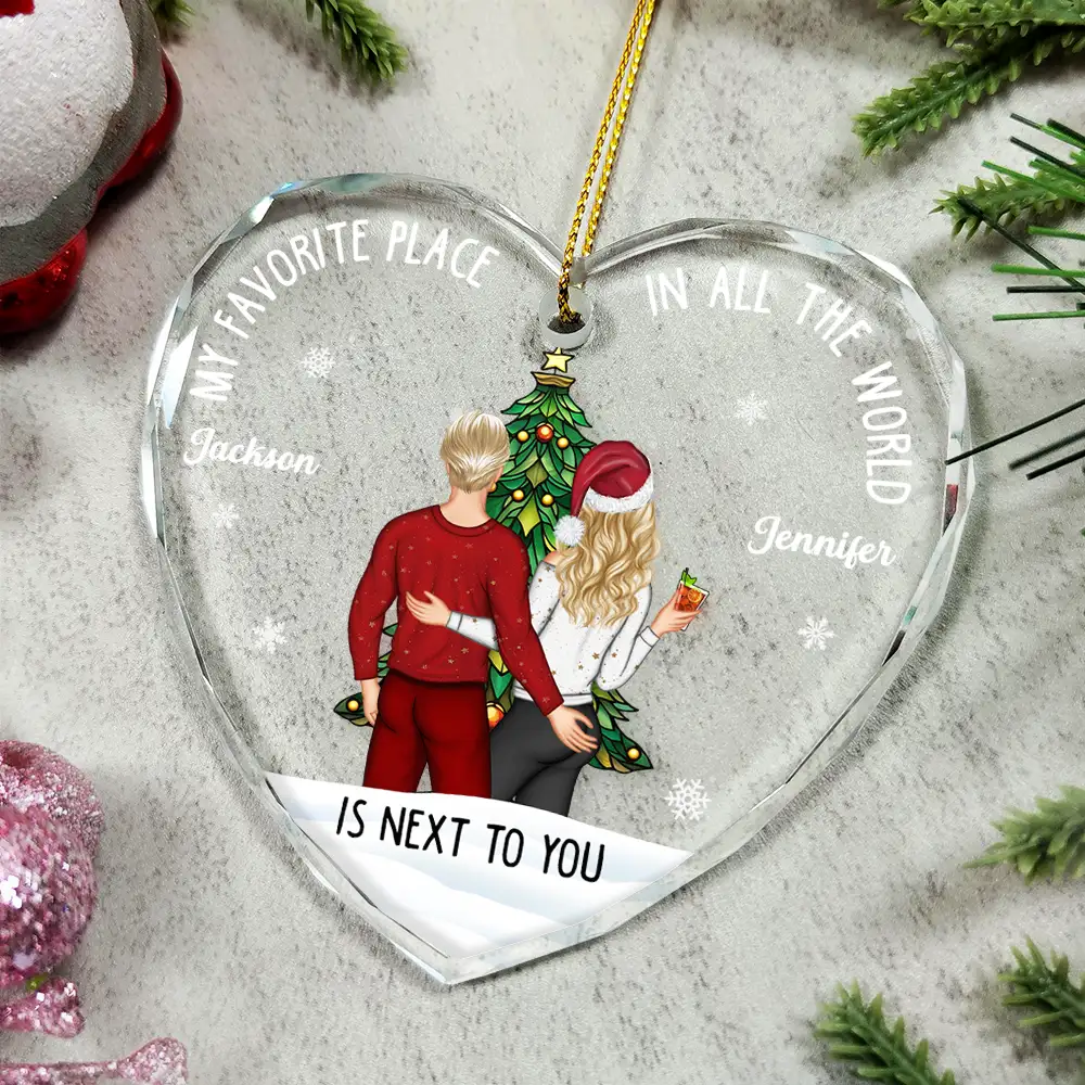 Christmas Backview My Favorite Place In All The World - Personalized Glass Ornament - Image 5