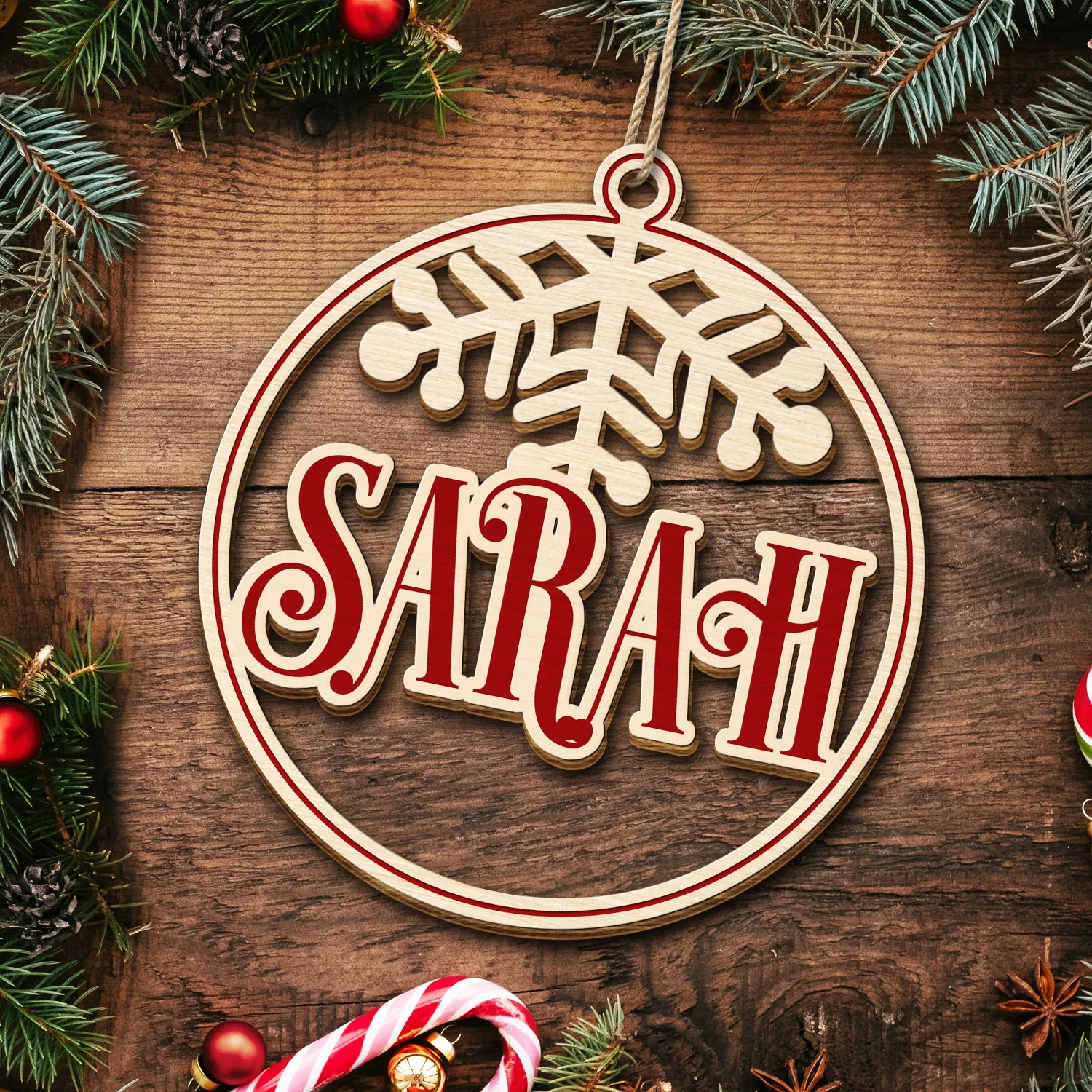 Christmas Bauble Family Members And Friends Custom Name - Xmas Gift For Parents, Grandparents, Besties - Personalized Wooden Cutout Ornament - Image 5