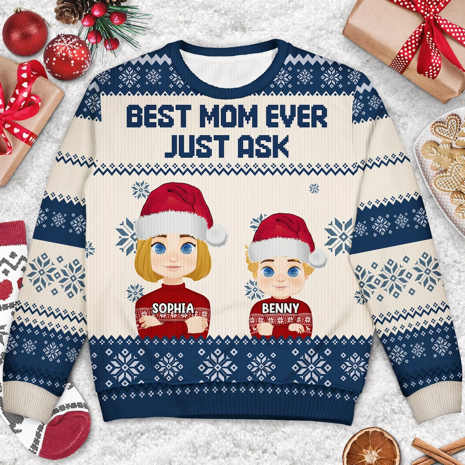 Christmas Best Mom Ever Just Ask - Gift For Mom, Dad, Family - Personalized Unisex Ugly Sweater - Image 3