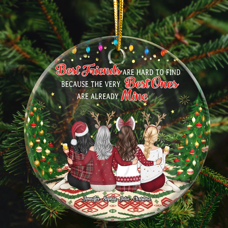 Christmas Bestie Best Friends Are Hard To Find - Gift For BFF - Personalized Custom Circle Acrylic Ornament - Image 2