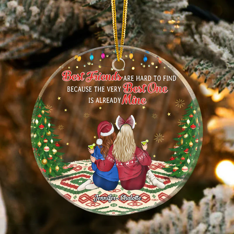 Christmas Bestie Best Friends Are Hard To Find - Gift For BFF - Personalized Custom Circle Acrylic Ornament - Image 3