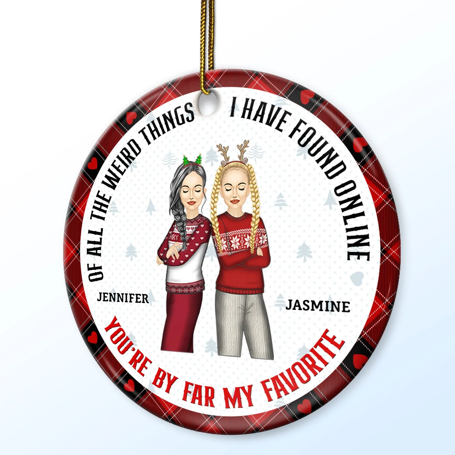 Christmas Bestie Best Thing Found Online - Gift For Bestie - Personalized Custom Circle Ceramic Ornament - Image 2